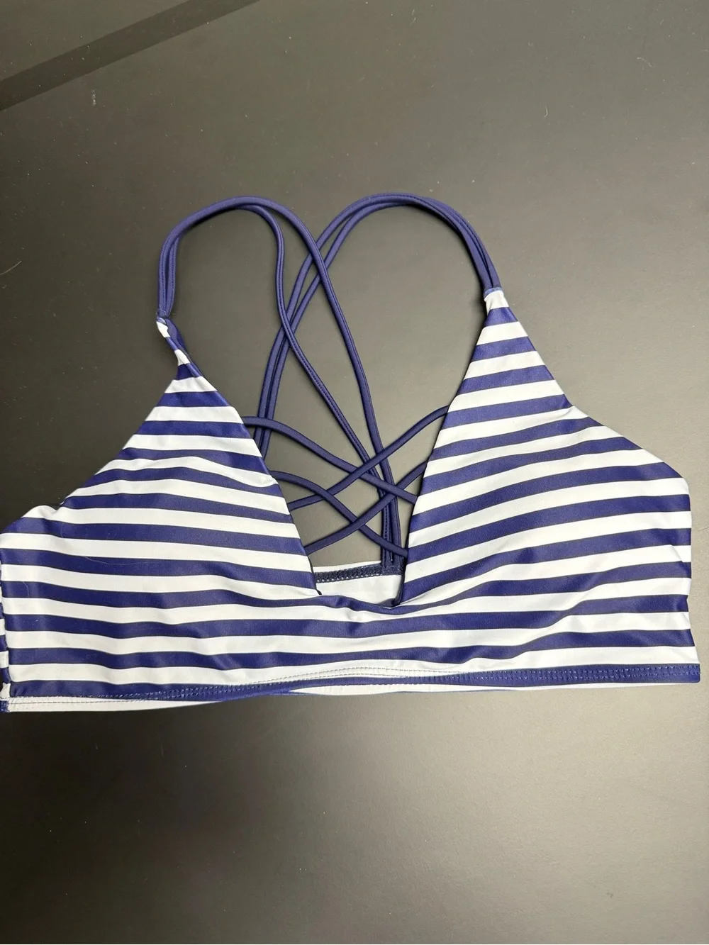 Cupshe Blue & White Striped Crisscross Halter Bikini
